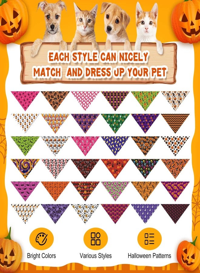 Bunnycool 72 Pcs Halloween Dog Bandanas Bulk Pumpkin Triangle Scarf Cat Bibs Puppy Scarf Pet Bandanas Photo Props Accessories for Puppy Cat Halloween Birthday Party Costume - Image 3